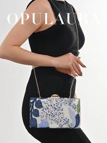 OpulAura Sequin Embroidered Floral Box Clutch Bag, Women Fashion Sequin Patchwork Handbag, Party Evening Bag, Random Cut, Suitable For Females, Fit For Party, Wedding, Prom, Vacation. Ideal For Party, Wedding, Prom, Evening/Gala, Match With Holiday Party Dress, Evening Gown, And Sequin Dress., Sparkling Sequin Bags Ladies Elegant