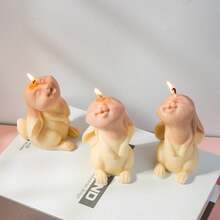 1PC Rabbit Candle Silicone Mold, DIY Looking-Up Bunny Mold For Aromatherapy Candles / Gypsum Decor / Diffuser Stone / Handmade Soap Crafting - Transparent White - View 5