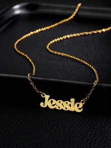 Customized Stainless Steel Name Necklace, Personalized Matte Simple Custom English Alphabet Font, Suitable Gift For Couples, Friends, Mother's Day, High-End Gift For Mom, Gold Fashion Jewelry Choker, Perfect Gift For Anniversary, Wedding, Friends Gathering, Back To School, Classmate Reunion,Gold,Stylish,Colorful,Vintage,Simple,Unisex,Casual,Cuties,Custom,Personalized,Unique,Ideal Gifts For Him,Ideal Gifts For Her,Her,Boyfriend,Girlfriend,Dad,Mom,Family,Friends,For Anniversaries,For Birthdays,For Graduation,For Prom,For Party,Jewelry,Jewelry