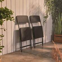 Folding Garden Chairs Rattan Effect Foldable Chairs Set Of 2 Outdoor Seats For Alfresco Dining For Patio Terrace Conservatory Balcony Decking - GraphiteGrey - View 7