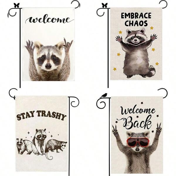Garden Flag Fun Raccoon Vertical Double-Side Outdoor Decoration Garden Lawn Home Decor 12 X 18 Inches