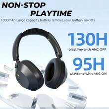 IKF Solo HI-FI Quality Active Noise-Proof Fashion Foldable Headset Wireless Cozy Headphone Wired With Microphone 130 Hours Long Battery Life, Super Comfortable Earmuffs, Use High -Level Leather, For Outfit OOTD