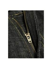 2025 Men's Black Selvedge Denim Jeans - Raw Narrow Loom Straight Wide Leg A-Line Pants - Black Regular Style - View 2