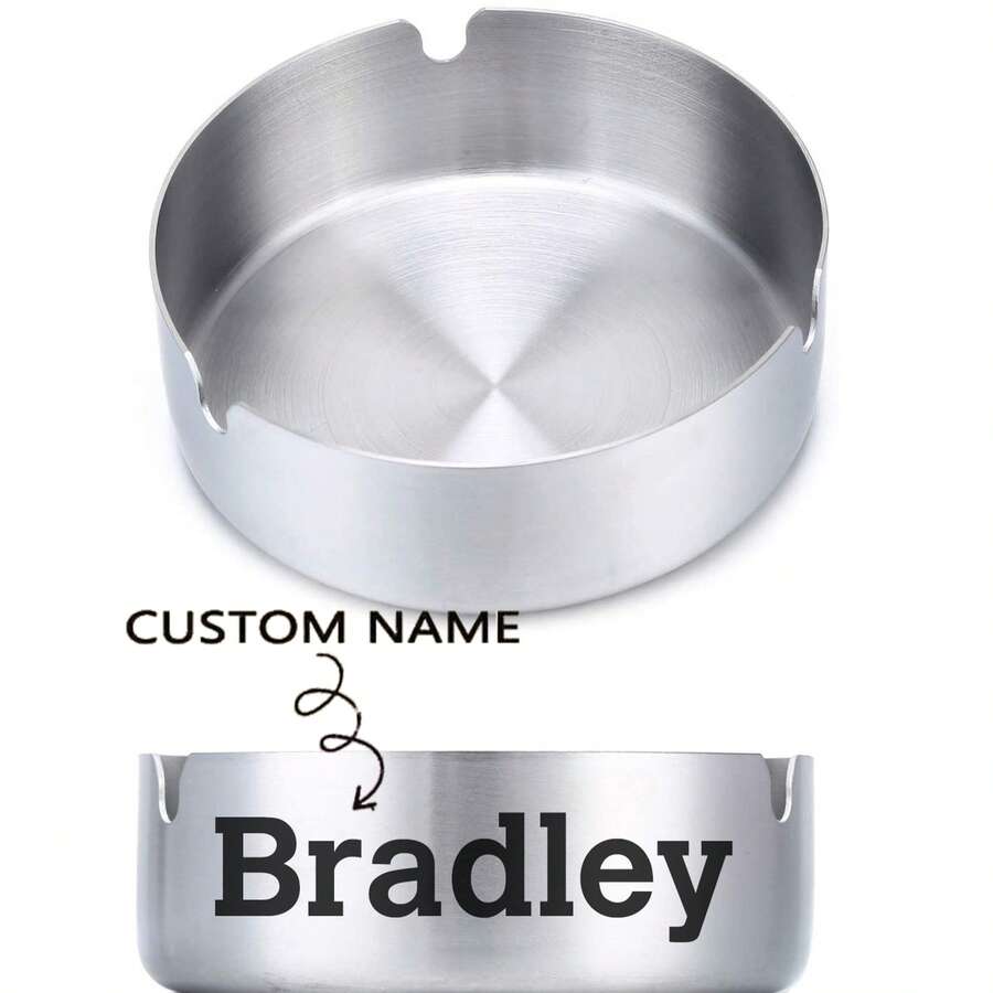 Personalized ASHTRAY Custom Engraved Gift For Dad Gift Men Boyfriend Husband Steel Smoker Cigars Stainless Steel Birthday