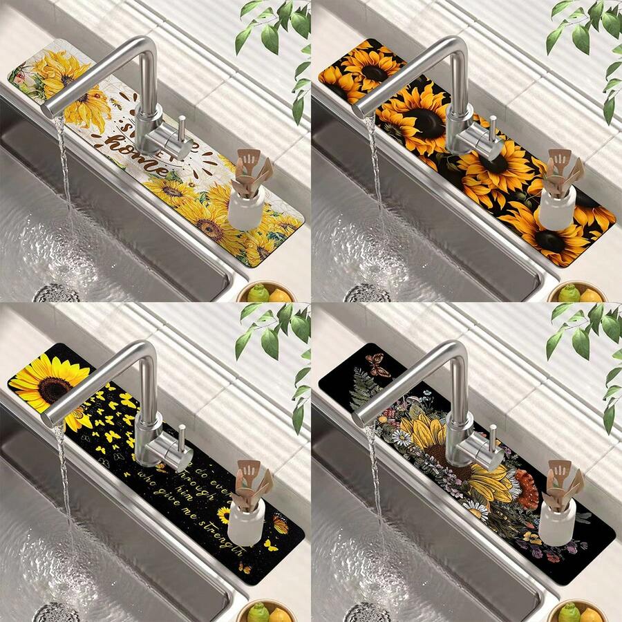 1 件家居装饰、水龙头盖垫、耐用涤纶、防水防滑、适用于厨房和浴室、带吸盘轻松安装、非常适合夏季和日常装饰、礼物、浴室垫 | 水龙头垫 | 耐用水龙头垫、水龙头配件 - 彩色 - 查看 1
