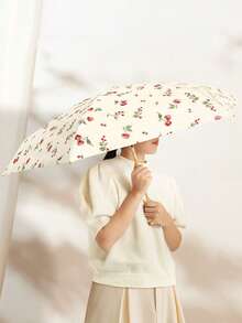 迷你折叠伞，防水便携旅行伞，女士防晒防紫外线遮阳伞，二合一五折超轻便携伞，迷你旅行伞，两用便携伞，防风防晒，99%紫外线防护，男女通用，女士防雨防风伞 - 彩色 - 查看 2