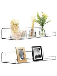 1 pieza Estantería de pared de acrílico transparente en forma de U - Blanco - Ver 1