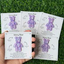 6张粉色口袋抱抱熊卡片，缓解焦虑礼物，提升心理健康正能量礼物，舒缓压力礼物，母亲节暖心礼物 - 彩色 - 查看 18