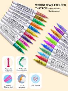 126 Colors Direct Liquid Acrylic Marker,Colored Brush Sets,Soft Art Tip,They Are Colored,Opaque And Do Not Penetrate The Paper.With High Color Saturation,Colors Can Be Superimposed.They Are Suitable For Painting Various Objects Art Painting Supplies Back To School