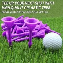Golf Tees Plastic 3 1/4 Inch Upgrade Unbreakable Bulk 50 Packs Reduce Friction Side Spin Stable 83 Mm Long Tee For Golfer Practice - Purple - View 6