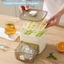 Ice Cube Tray With Lid And Bin, Ice Trays For Freezer, Flexible Ice Cube Trays,2 Packs For Freezer, 48 Pcs Ice Cube Mold With Ice Scoop For Whiskey, Cocktail, Coffee And DIY