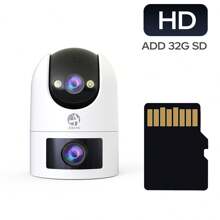 Caméra de  double objectif 2K 3MP 2,4 G/5 G, étanche pour intérieur et extérieur, prise en charge de la rotation sur 360 °, caméra pour bébé/animal de compagnie/maison/magasin, prise en charge du WiFi 2,4 G/5 G, vision nocturne en couleur, stockage sur le Cloud et carte SD, audio bidirectionnel, suivi intelligent des mouvements