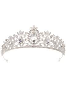 1 pieza Diadema de lujo con diseño de corona con decoración de strass para mujer, para decoración, usado para decoración de bodas, fiestas, concursos de belleza, ceremonias de adultos, baile, desfiles de moda y decoración floral, decoración de pasteles, decoración navideña