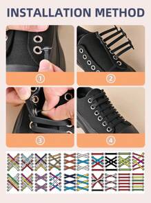 16 piezas de cordones elásticos sin atar, 16 piezas de cordones de silicona sin atar, cordones elásticos de ajuste rápido, cómodos, duraderos y ahorradores de tiempo como reemplazo para zapatos, cordones elásticos adecuados para tenis, zapatos casuales y zapatos deportivos para uso diario