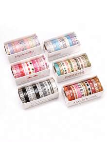 10 件/盒，创意烫金图案和纸胶带套装，创意遮蔽胶带，剪贴簿装饰，日记装饰，艺术和手工艺项目装饰，拼贴装饰，相册装饰