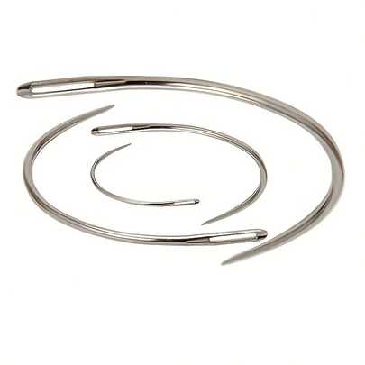 4pcs Silver Large Eyed Curved Hand Sewing Needles For Crafts, Curved Doll Needles, Handmade Sewing, Curved Needles, Semi-Circle Bent Needles For Repairing Sofa, Fur, Leather, Angled Handcraft Sewing Needles