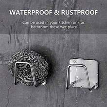 1/2pcs Stainless Steel Sink Sponge Holder, Durable Self-Adhesive Dish Drying Rack For Kitchen Sink, Bathroom Accessories - Multicolor - View 5
