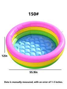 1 pieza Piscina inflable redonda, diseño de arcoíris colorido, extra grande y gruesa para adultos, uso en exteriores, jardín, patio trasero, fiesta de piscina de verano, artículos esenciales de playa, accesorios de playa, flotador de piscina