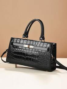 3 件/1 件鳄鱼纹女士手提包套装，大容量女士通勤包，优雅商务休闲女士单肩托特包公文包 - 母亲和我，母亲节礼物
