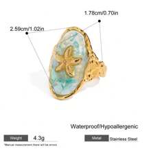 S SHOPBOHO 1pc Summer Accessories Oval Statement Open Ring Chunky Finger Ring Necklace Jewelry Set Starfish Charm Ring