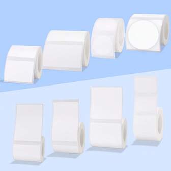 ملصقات بيضاء مربعة فارغة، ملصقات دائرية مقاومة للماء ومقاومة للتمزق، متوفرة بأحجام مختلفة، متوافقة مع طابعة محمولة P50، مناسبة لديكور الهدايا/الملاحظات المنزلية/تسمية الأواني/البطاقات الاسمية، قابلية استخدام متعددة الحالات، متينة وملائمة
