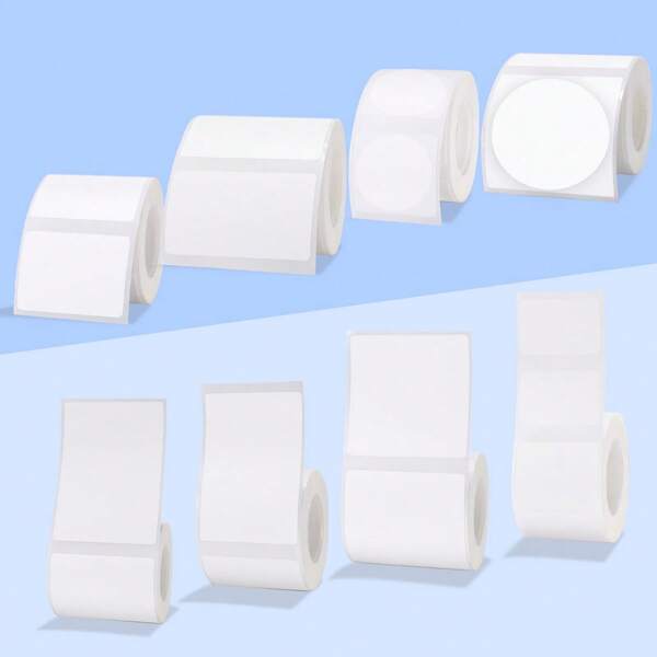 Pegatinas cuadradas blancas en blanco, pegatinas redondas resistentes al agua y al desgarro, disponibles en varios tamaños, compatibles con la impresora portátil P50, adecuadas para decoración de regalos/notas del hogar/etiquetado de tarros/etiquetas de nombre, utilidad en múltiples escenarios, duraderas y convenientes