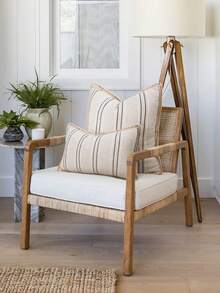 1pc Boho Striped Cushion Cover, Suitable For Bedroom, Living Room, Office (Without Insert) - Black - View 5