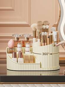 2-in-1 Multifunktions-Kosmetikregal mit großer Kapazität, einschließlich Aufbewahrungsbox für Lippenstift, Lidschatten und Aufbewahrungsbox für Make-up-Pinsel, geeignet für Badezimmer, Frisiertisch und Schreibtisch im Schlafsaal