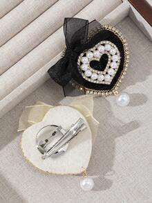 1pc Elegant Heart Shaped Handmade Fabric Brooch, Luxury Jewelry Badge, Date Gift, Suitable For Daily Wear - classic - View 6