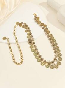 1pc Metal Women's Narrow Waist Chain, New Style Dress Decoration, Suitable For Skirt, Dress And Belly Dance