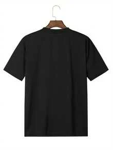 Cartoon Rottweiler Printed Men's Cotton Round Neck Short-Sleeved T-Shirt, Suitable For Travel, Commuting, Traveling, Gifts And Other Occasions, Suitable For Spring, Summer And Autumn Wearing 180gsm - Black - View 3