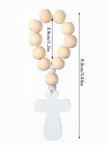 Set de regalo de 5/10 piezas de cuentas de rosario de madera personalizadas, que incluye rosario en beige y bolsa de organza, adecuado para recuerdos de boda, fiestas de cumpleaños, bautizos, regalos de primera comunión y regalos para ceremonias religiosas para estudiantes de secundaria, preparatoria, universidad y estudiantes universitarios.