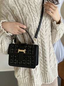 Bolso cuadrado de hombro y cruzado de moda para mujer, Colección Otoño/Invierno 2024