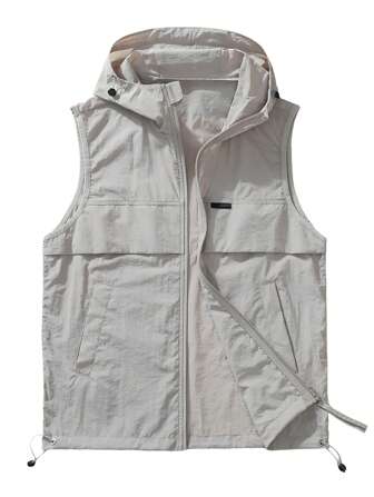 女士轻薄连帽上衣外套，宽松无袖夏季防风夹克