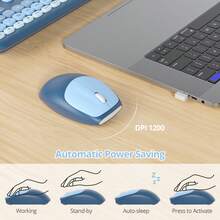 Quiet Wireless Keyboard And Mouse, Retro Typewriter-Style Full-Size Colorful Keyboard And Mouse Combo, Slim Design, Low-Noise Typing For Windows PC Laptop - 藍色 - 查看 5