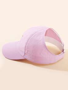 1pc Kids' Plain Color Casual Fashion Ponytail Hole Sun Protective Baseball Cap - Butterfly Embroidery-purple - View 4