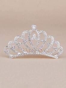 1pc Girls' Crown Rhinestone Comb Hair Accessory, Princess Crystal Tiara Hair Clip Hairpin, Birthday Gift - Children's Crown - View 4