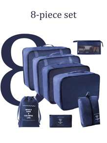 10-1pc Travel Packaging Cube, Waterproof Portable Luggage Organizing Bag, Clothing Storage Bag, Including Clothing Bag, Inner Garment Bag, Shoe Bag, Digital Product Storage Bag, Drawstring Bag, Breathable Net Bag, Toileter Bag, Jewelry Bag, Skin Care Bag, Luggage Storage Bag, Large-Capacity Makeup Organizer Makeup Box, Suitable For Travel, Dormitory, School, Beach