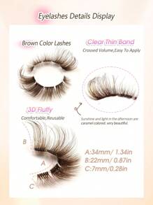 DIY Brown Color Cat Eye Eyelashes 5 Pairs Clear Band Fox Eye Lashes Brown False Eyelashes Faux Mink Lashes Cross Fluffy Strip False Lashes Reusable Natural Look Eyelashes Lash Extension Makeup Individual Eyelashes