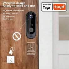 Timbre inalámbrico con cámara de vídeo inteligente TUYA, cámara de timbre inteligente WiFi de 2.4GHz, almacenamiento ampliable, captura fotos y vídeos HD, transmisión en vivo Full HD, tono de llamada personalizable, audio bidireccional en tiempo real, visión nocturna, resistente al agua