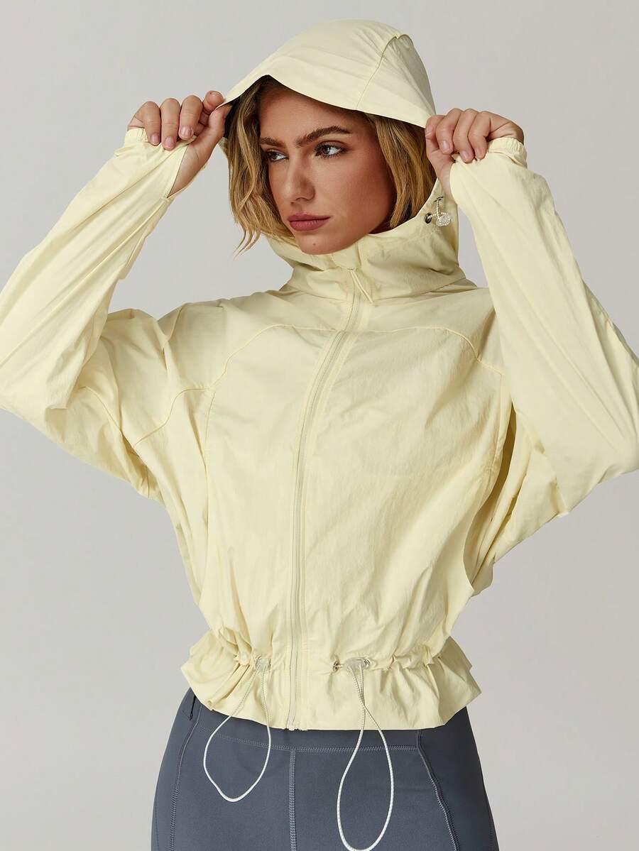 MASKERT Women's Outdoor Lightweight Sun-Protective Jacket, Quick-Dry Sun Protection Jacket, Short Waist-Cinched Jacket, Skin-Friendly Breathable Sun-Protective Jacket - Màu vàng - Xem 1