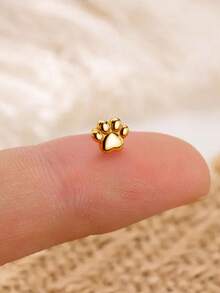 1pc Cute Pet Cat Claw Micro Nose Stud Nose Ring Nose Piercing Jewelry, 20G-L Shape - Kitten Paw - View 4