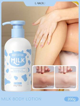 LAIKOU 1 pieza de Loción corporal hidratante de leche LAIKOU de 200g, crema corporal reafirmante y nutritiva, mantequilla corporal nutritiva profunda para mujeres de todos los tipos de piel, para regalo de spa y autocuidado en Navidad