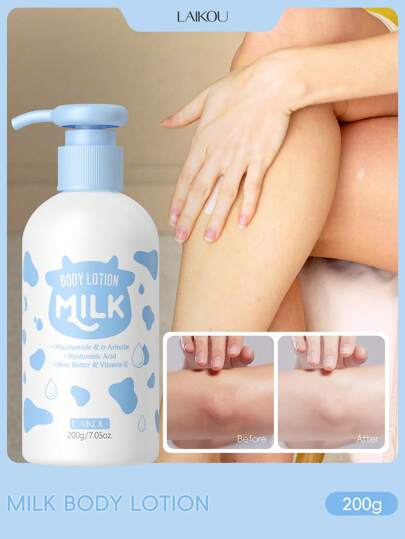 LAIKOU 1 pieza de Loción corporal hidratante de leche LAIKOU de 200g, crema corporal reafirmante y nutritiva, mantequilla corporal nutritiva profunda para mujeres de todos los tipos de piel, para regalo de spa y autocuidado en Navidad