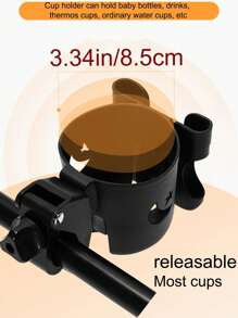 One Stroller Cup Holder And Mobile Phone Holder, Multi-Functional Stroller Accessory With Bottle And Mobile Phone Holder, Adjustable Clamp For Children 0-6 Years Old - Easy To Install