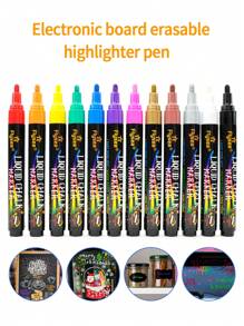 8-Color 16mm Liquid Chalk Pens In Box, Washable And Wet Wipeable, Suitable For Chalkboard, Blackboard, Whiteboard, LED Glass Window, Car Window Painting, Fluorescent Marker Pen Back To School
