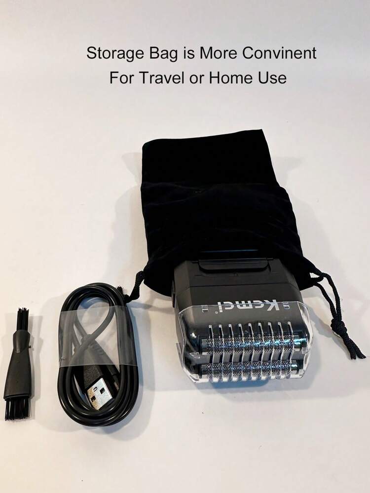 Kemei KM-1102 剃须刀带1套额外网和刀片双网剃须刀男士胡须剃须机热销剃须刀男士日常使用光头去除 - 黑色 - 查看 6