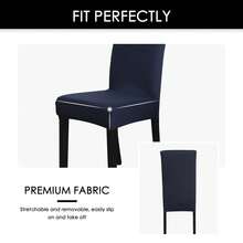 4/6 Pieces Dining Chair Covers Dining Chair Covers For Dining Room Hotel Banquet Wedding Washable - 藏蓝色 - 查看 7