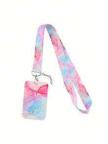 Marble Pattern Phone Lanyard Card Case, Polyester Strap For Bus/ID Card, Gifts For Couples, Festivals Back To School - Multicolor - View 8