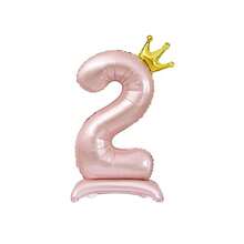 32 Inch Candy Pink Base Crown Numeral Aluminum Foil Balloon, Suitable For Birthday Party, Gathering, Wedding And Other Occasions - Pink - View 3